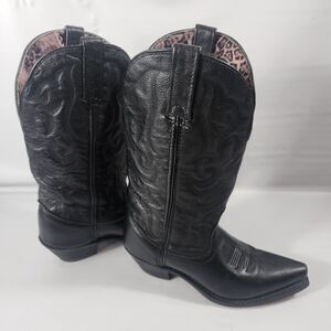 Laredo Black Leather Western Cowgirl Boots Women's Size 7M Pointy Toe